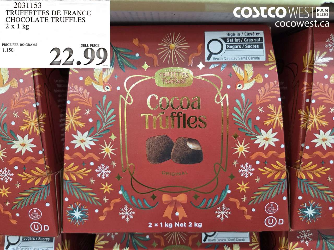 2031153 TRUFFETTES DE FRANCE CHOCOLATE TRUFFLES 2 X 1 KG $22.99