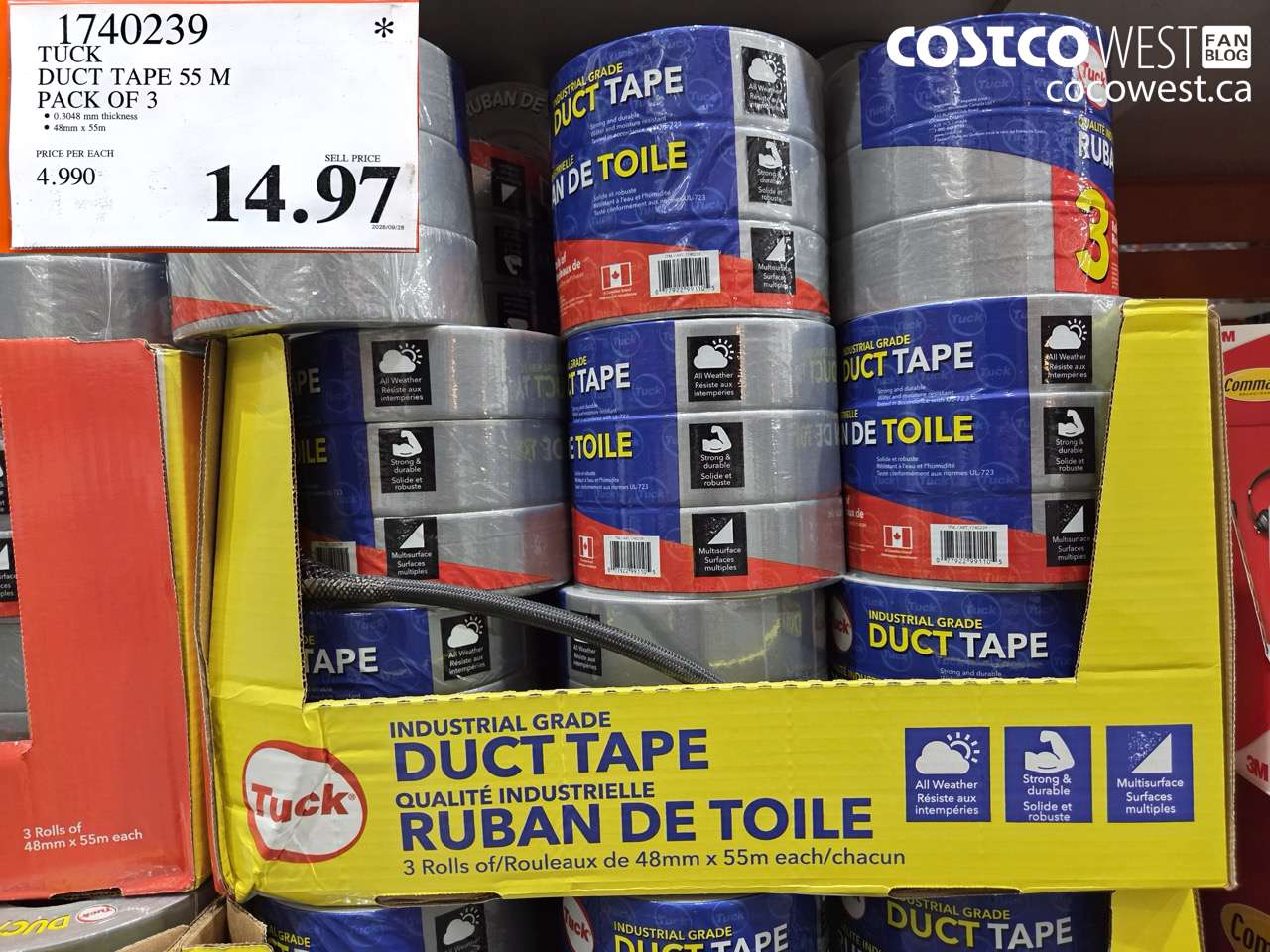 1740239 TUCK DUCT TAPE 55 M PACK OF 3 $14.97