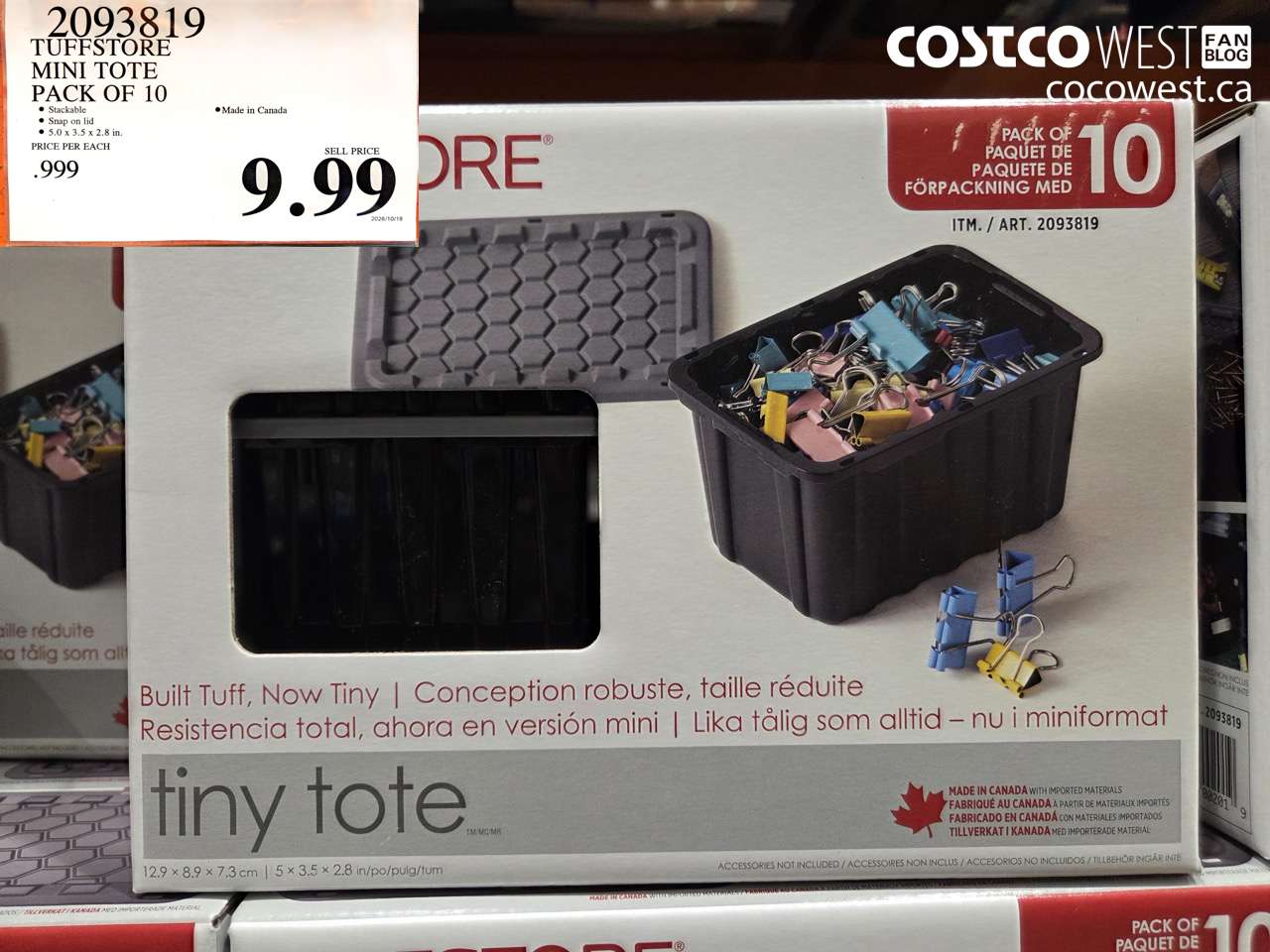 2093819 TUFFSTORE MINI TOTE PACK OF 10 $9.99