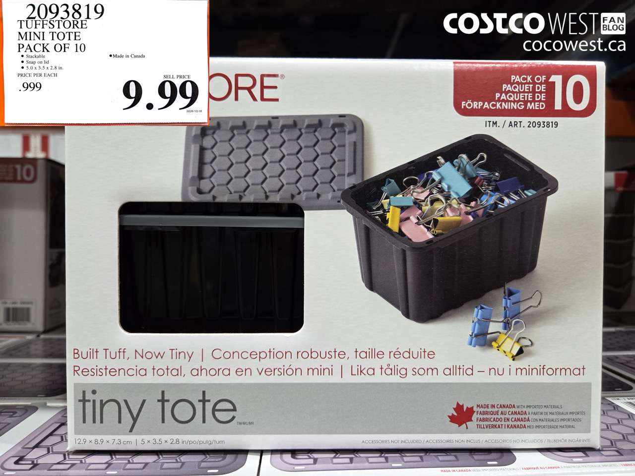 2093819 TUFFSTORE MINI TOTE PACK OF 10 $9.99