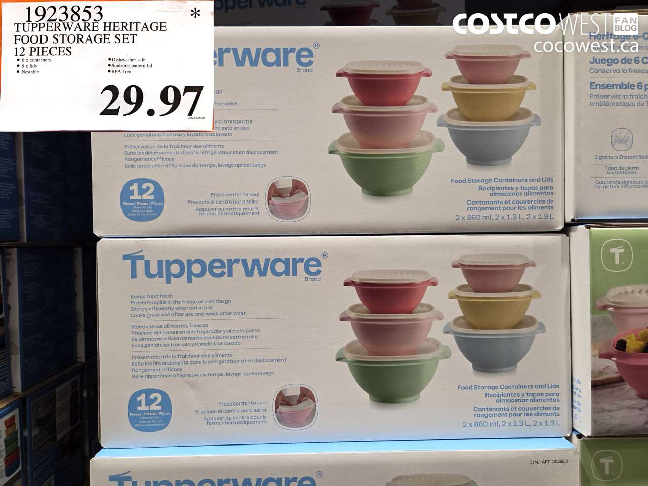 1923853 TUPPERWARE HERITAGE FOOD STORAGE SET 12 PIECES $29.97