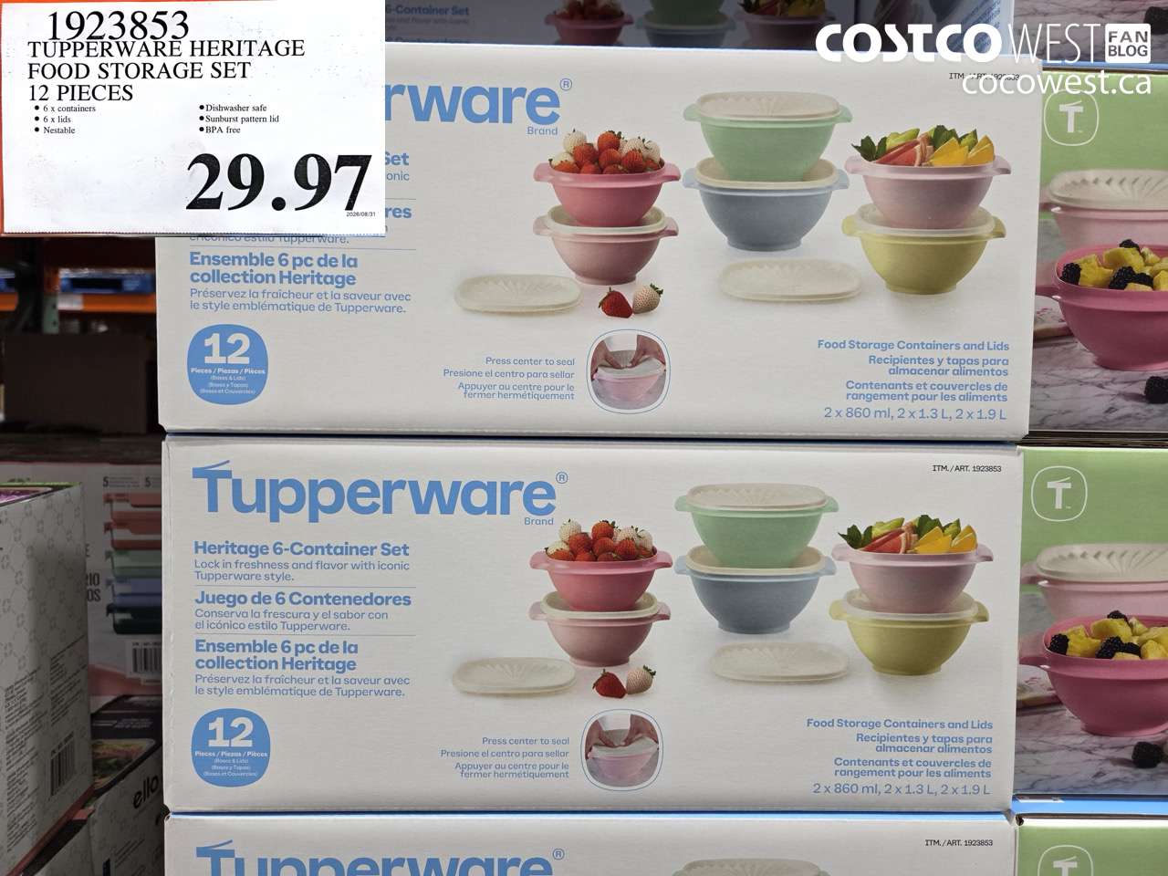 1923853 TUPPERWARE HERITAGE FOOD STORAGE SET 12 PIECES $29.97