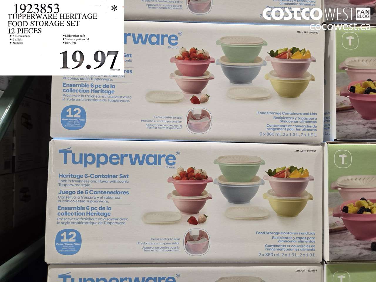 1923853 TUPPERWARE HERITAGE FOOD STORAGE SET 12 PIECES $19.97