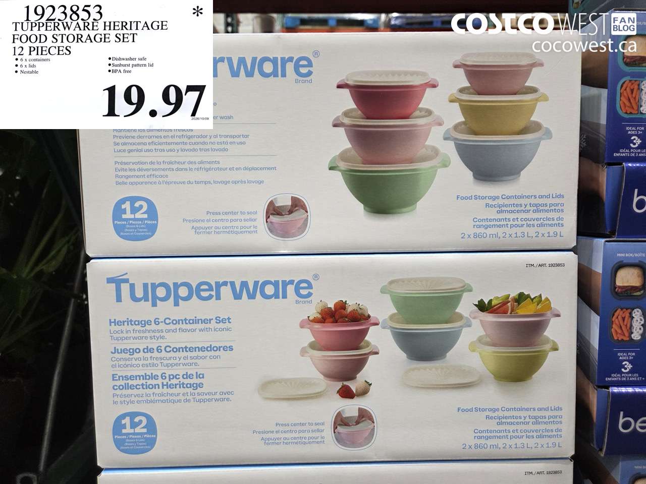 1923853 TUPPERWARE HERITAGE FOOD STORAGE SET 12 PIECES $19.97