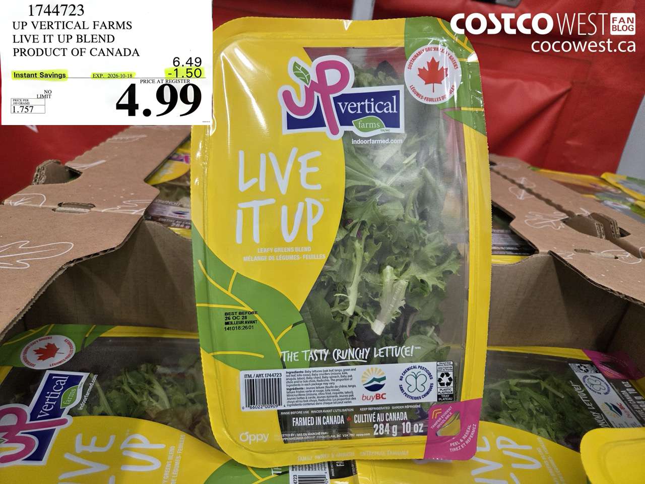 1744723 UP VERTICAL FARMS LIVE IT UP BLEND PRODUCT OF CANADA ($1.50 INSTANT SAVINGS EXPIRES ON 2026-10-18) $4.99