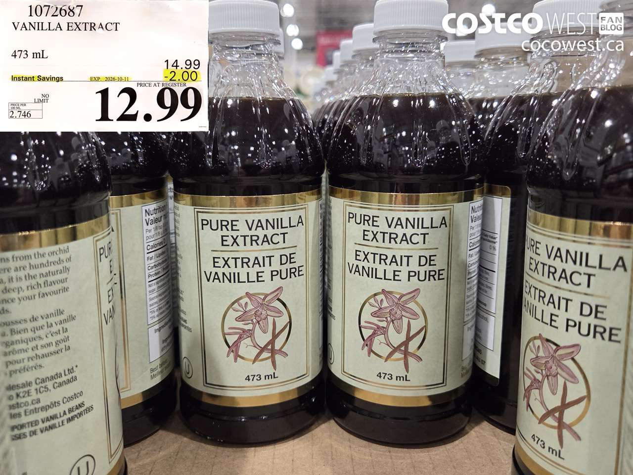 1072687 VANILLA EXTRACT 473 ML ($2.00 INSTANT SAVINGS EXPIRES ON 2026-10-11) $12.99
