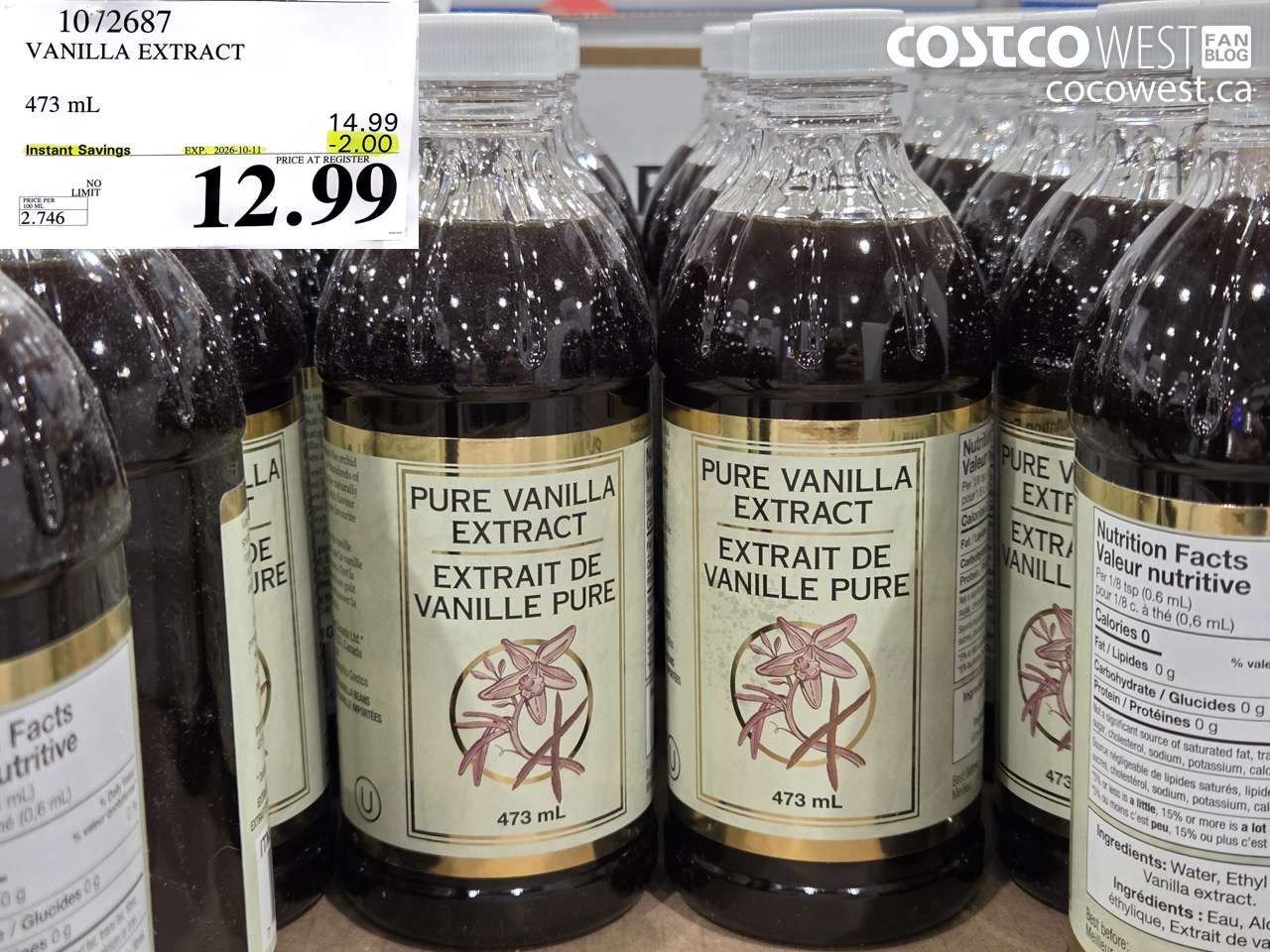 1072687 VANILLA EXTRACT 473 ML ($2.00 INSTANT SAVINGS EXPIRES ON 2026-10-11) $12.99