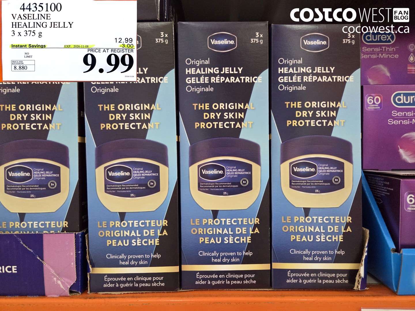 4435100 VASELINE HEALING JELLY 3 X 375 G ($3.00 INSTANT SAVINGS EXPIRES ON 2026-11-08) $9.99