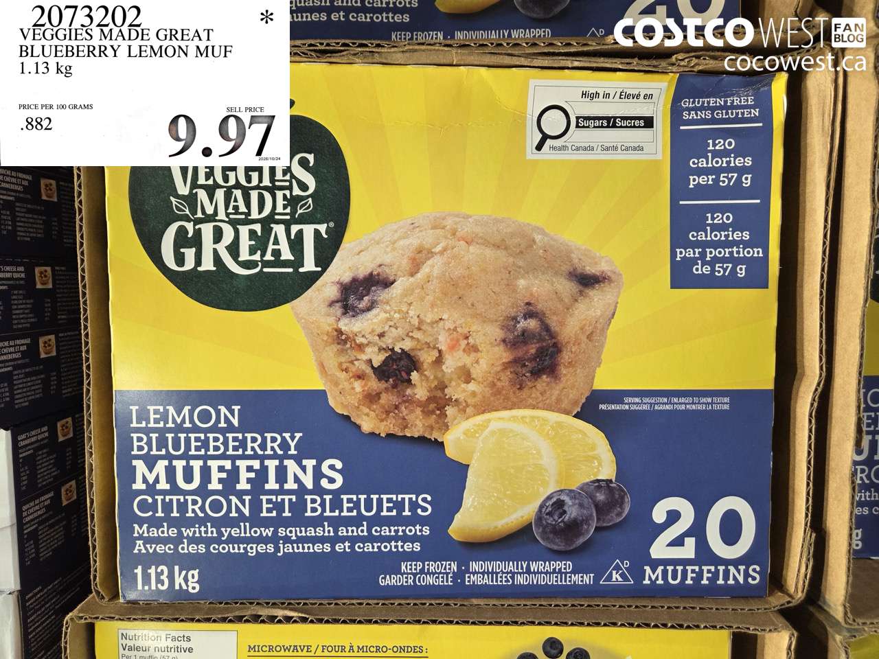 2073202 VEGGIES MADE GREAT BLUEBERRY LEMON MUF 1.13 KG $9.97