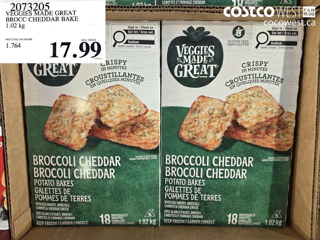 2073205 VEGGIES MADE GREAT BROCC CHEDDAR BAKE 1.02 KG $17.99