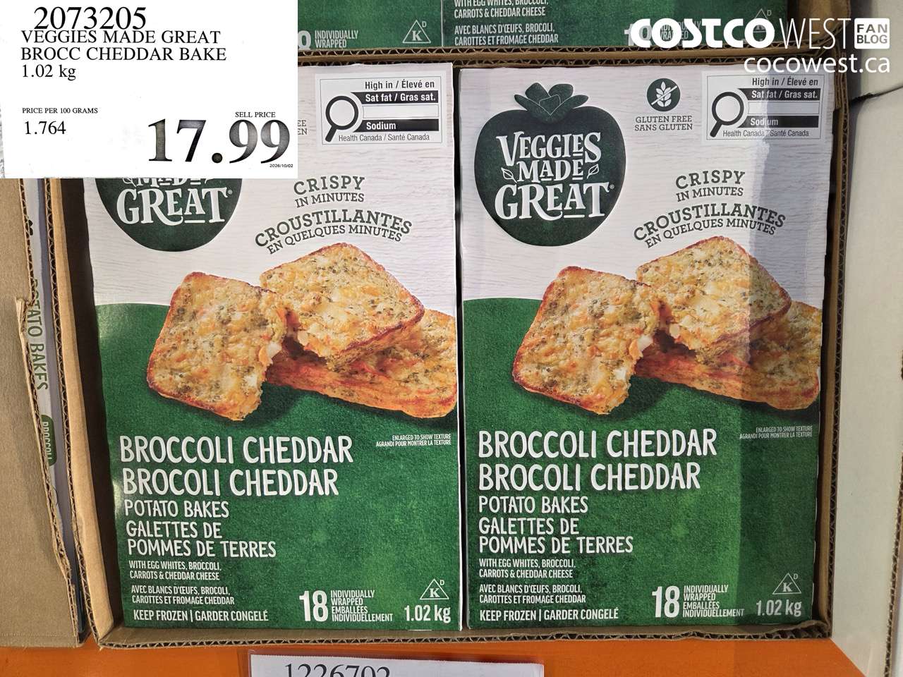 2073205 VEGGIES MADE GREAT BROCC CHEDDAR BAKE 1.02 KG $17.99
