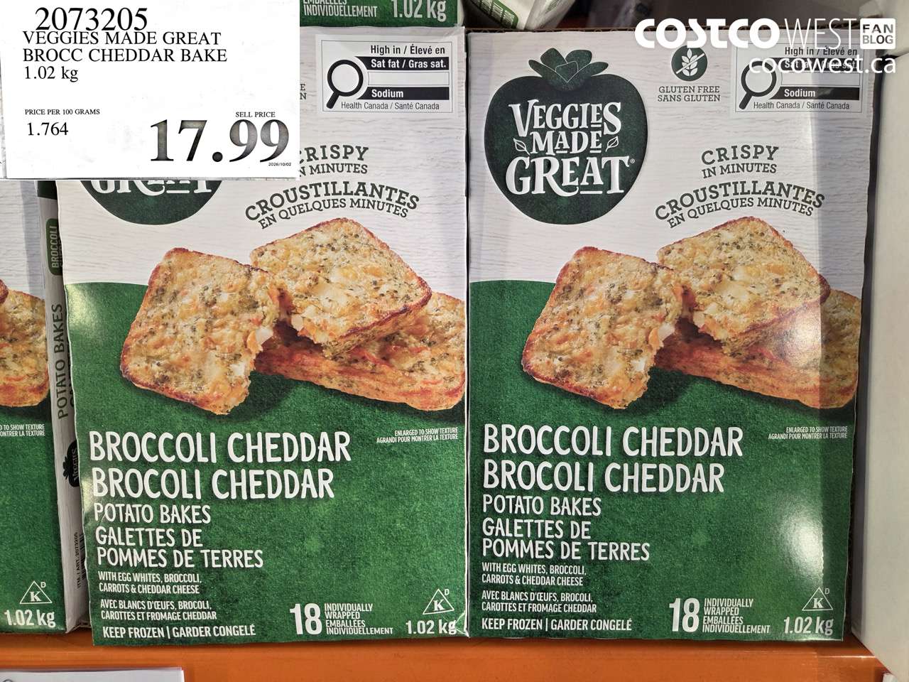 2073205 VEGGIES MADE GREAT BROCC CHEDDAR BAKE 1.02 KG $17.99