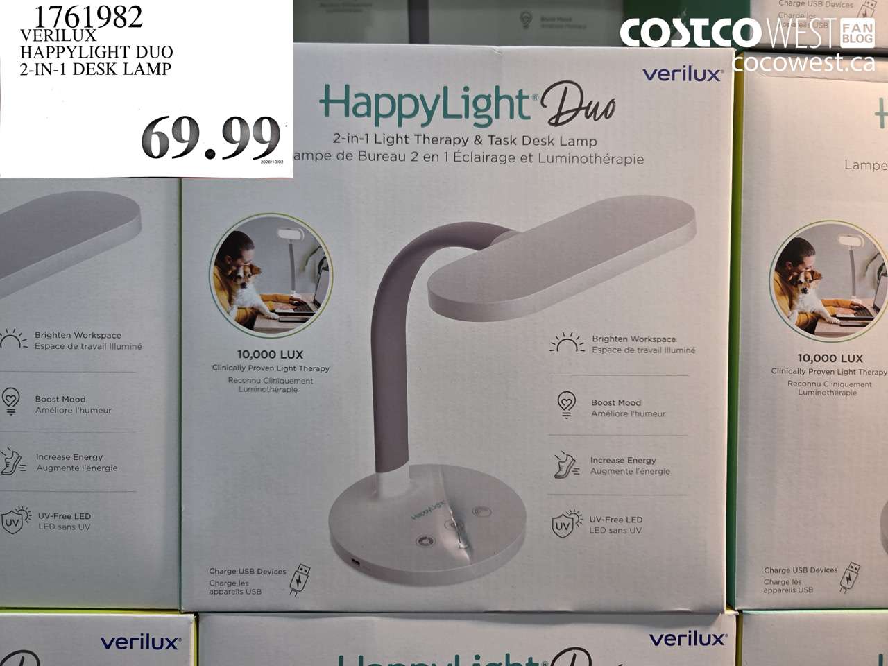 1761982 VERILUX HAPPYLIGHT DUO 2-IN-1 DESK LAMP $69.99