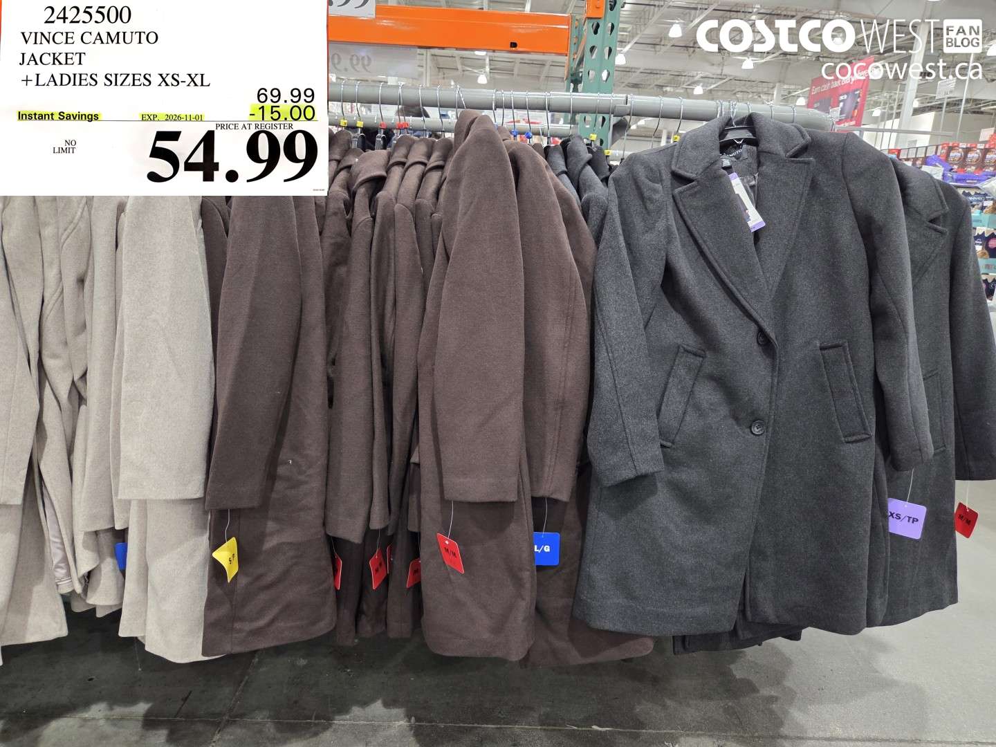 2425500 VINCE CAMUTO JACKET LADIES SIZES XS-XL ($15.00 INSTANT SAVINGS EXPIRES ON 2026-11-01) $54.99