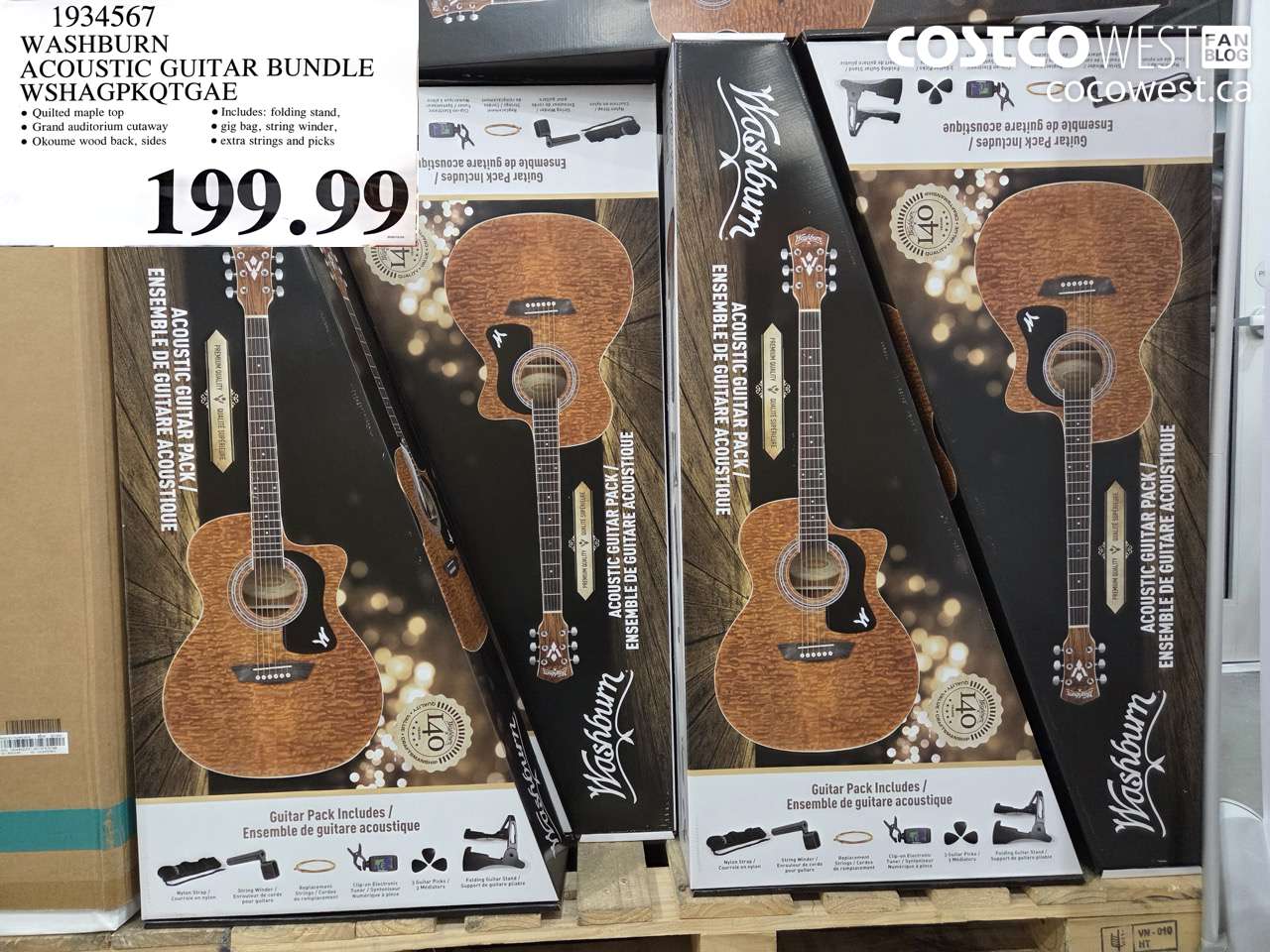 1934567 WASHBURN ACOUSTIC GUITAR BUNDLE WSHAGPKQTGAE $199.99