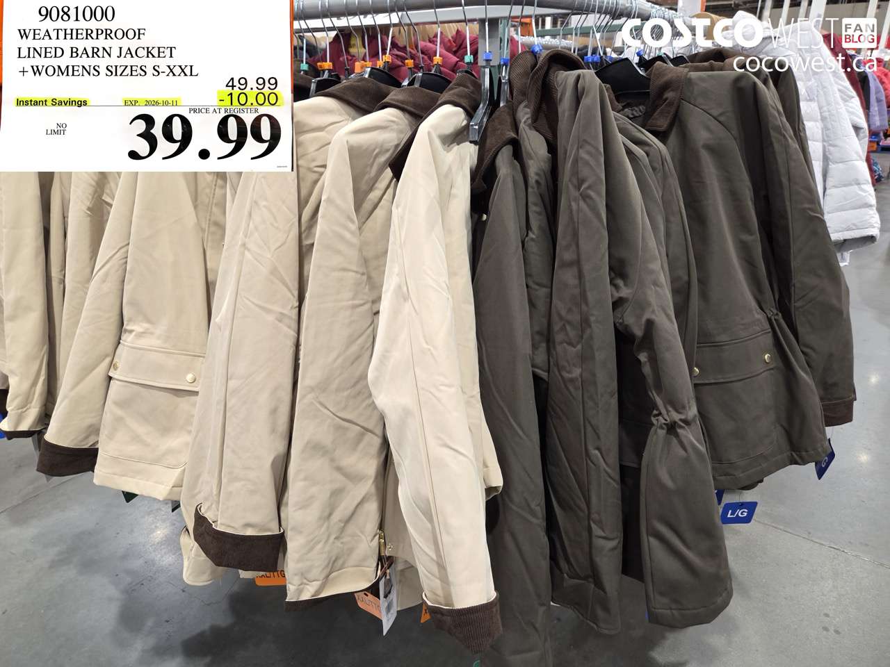 9081000 WEATHERPROOF LINED BARN JACKET WOMENS SIZES S-XXL ($10.00 INSTANT SAVINGS EXPIRES ON 2026-10-11) $39.99