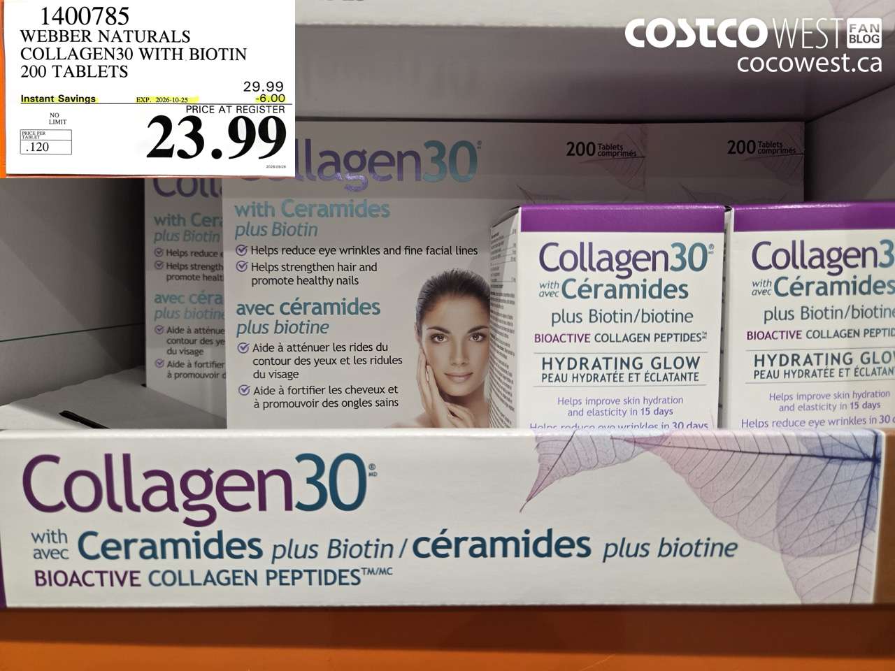 1400785 WEBBER NATURALS COLLAGEN30 WITH BIOTIN 200 TABLETS ($6.00 INSTANT SAVINGS EXPIRES ON 2026-10-25) $23.99