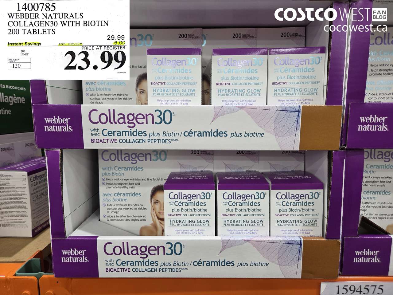 1400785 WEBBER NATURALS COLLAGEN30 WITH BIOTIN 200 TABLETS ($6.00 INSTANT SAVINGS EXPIRES ON 2026-10-25) $23.99