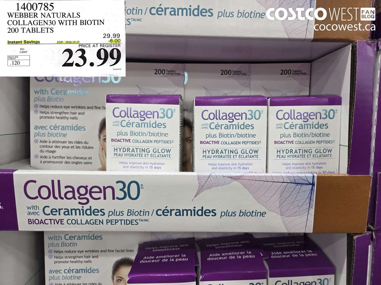 1400785 WEBBER NATURALS COLLAGEN30 WITH BIOTIN 200 TABLETS ($6.00 INSTANT SAVINGS EXPIRES ON 2026-10-25) $23.99
