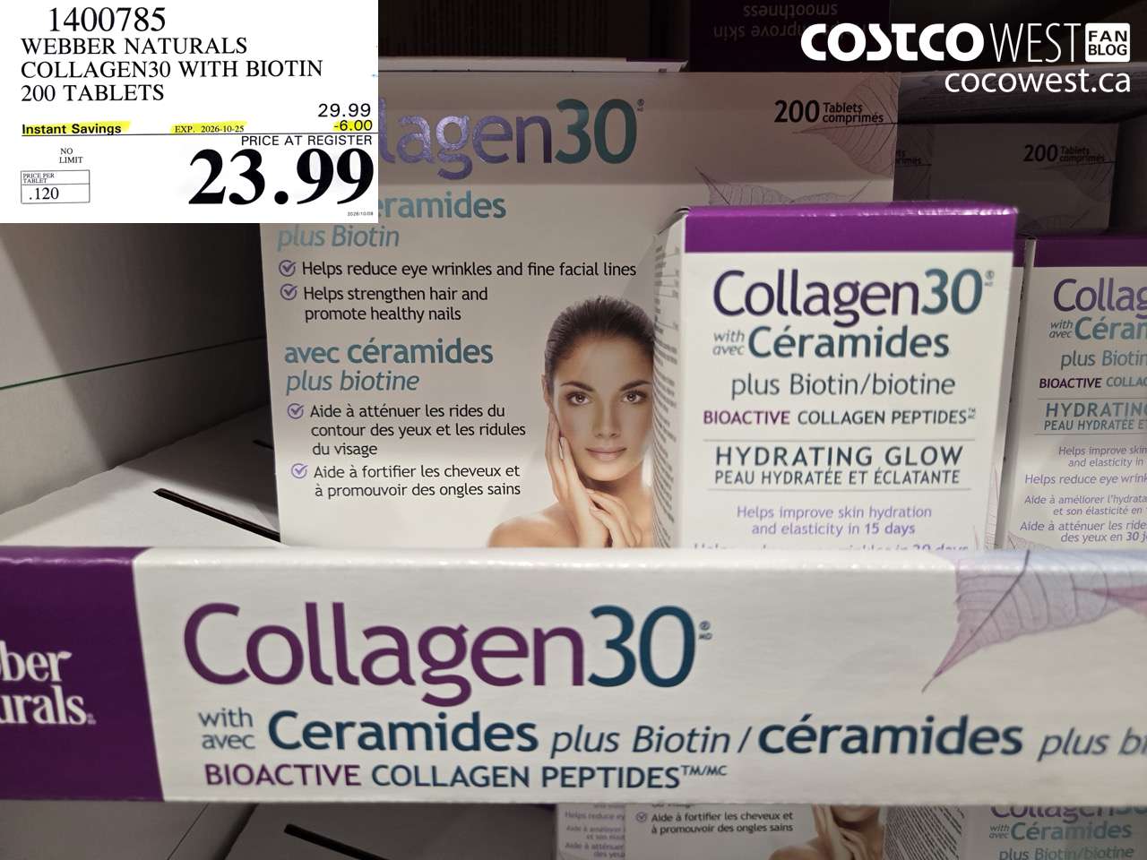 1400785 WEBBER NATURALS COLLAGEN30 WITH BIOTIN 200 TABLETS ($6.00 INSTANT SAVINGS EXPIRES ON 2026-10-25) $23.99