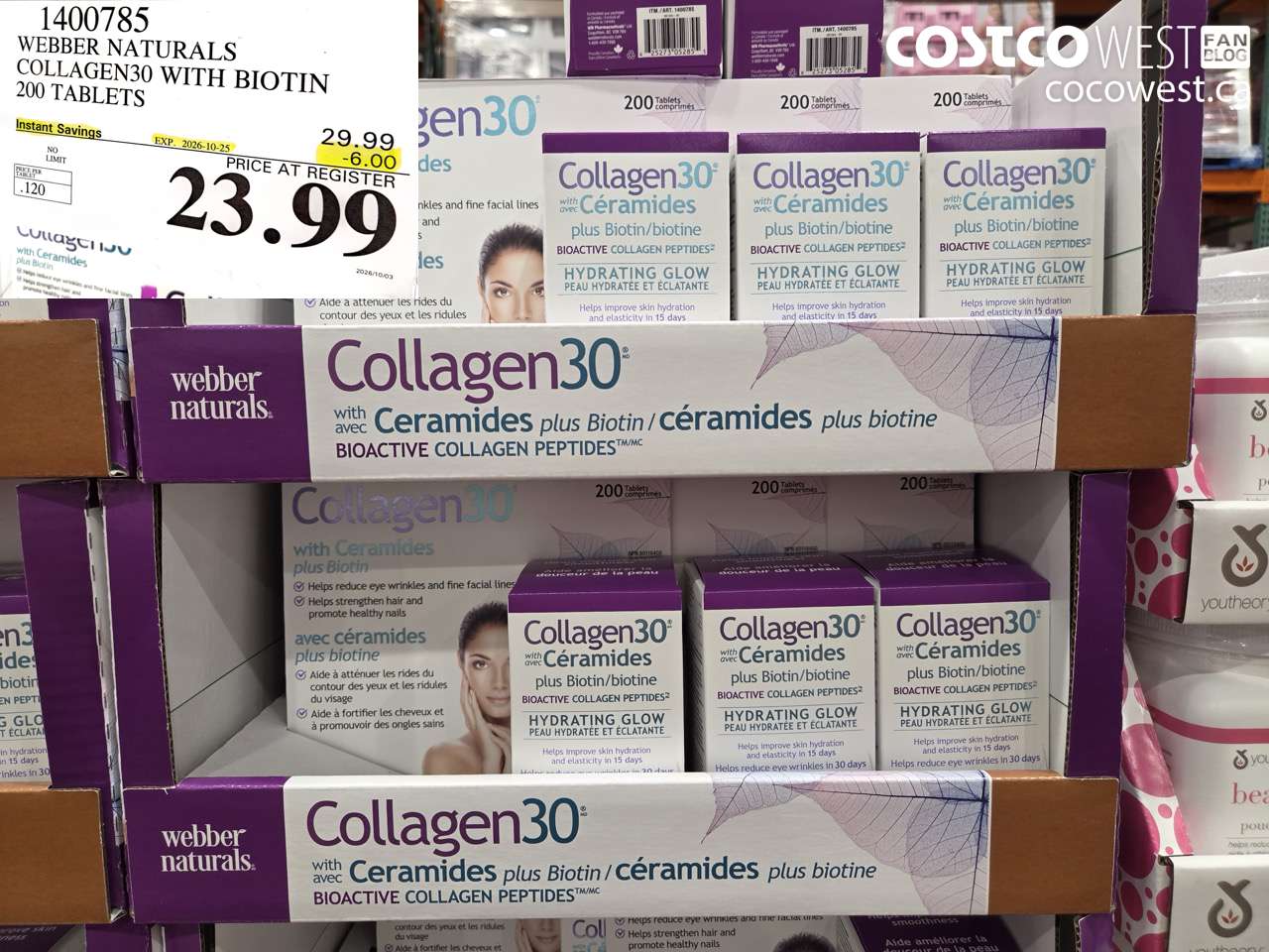 1400785 WEBBER NATURALS COLLAGEN30 WITH BIOTIN 200 TABLETS ($6.00 INSTANT SAVINGS EXPIRES ON 2026-10-25) $23.99