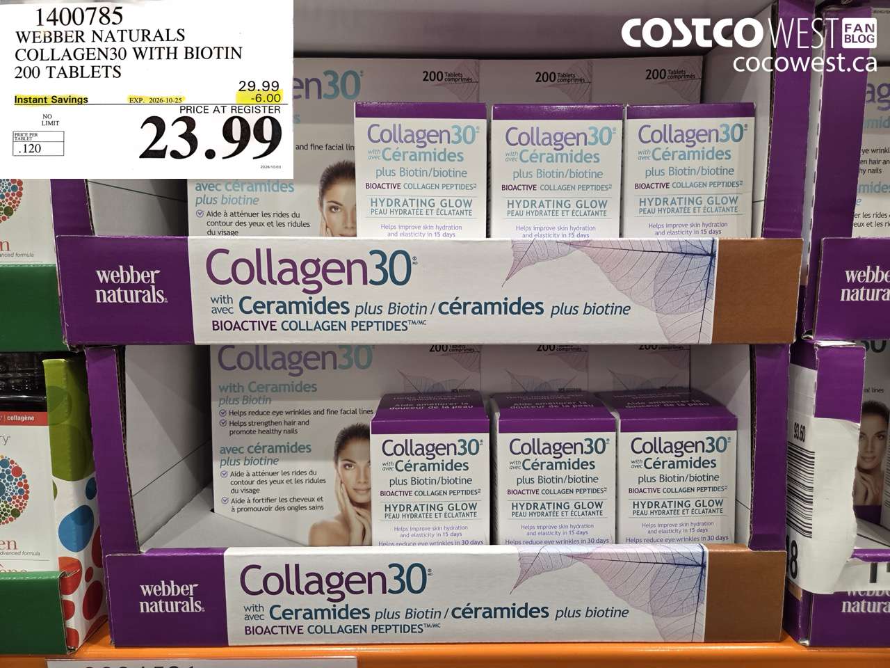 1400785 WEBBER NATURALS COLLAGEN30 WITH BIOTIN 200 TABLETS ($6.00 INSTANT SAVINGS EXPIRES ON 2026-10-25) $23.99