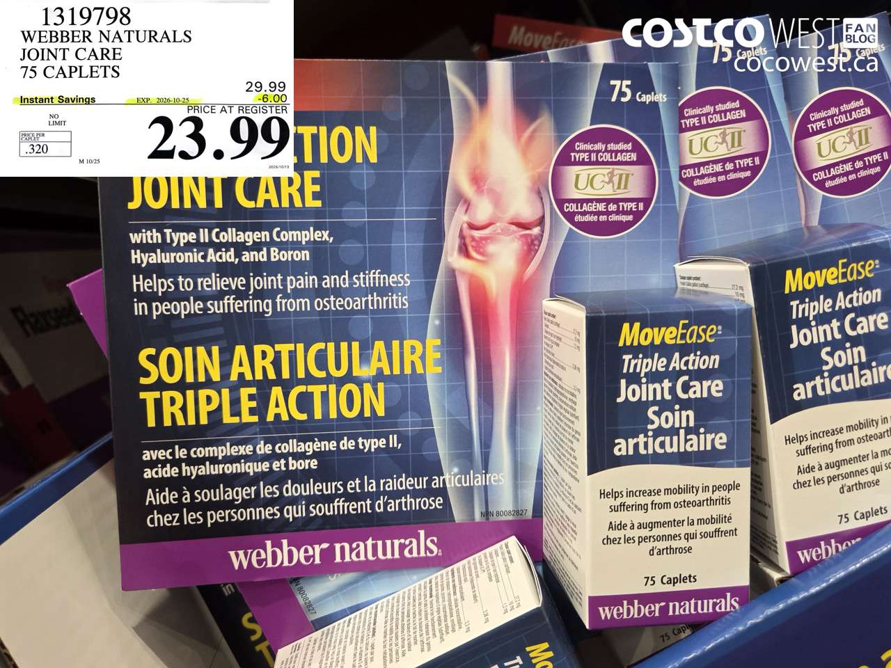 1319798 WEBBER NATURALS JOINT CARE 75 CAPLETS ($6.00 INSTANT SAVINGS EXPIRES ON 2026-10-25) $23.99