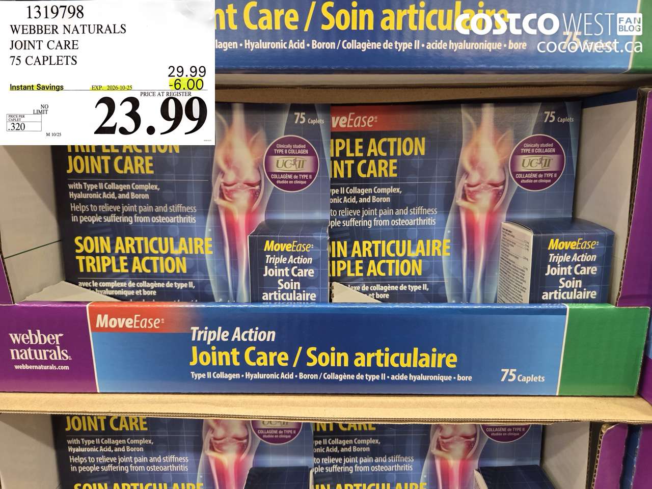 1319798 WEBBER NATURALS JOINT CARE 75 CAPLETS ($6.00 INSTANT SAVINGS EXPIRES ON 2026-10-25) $23.99
