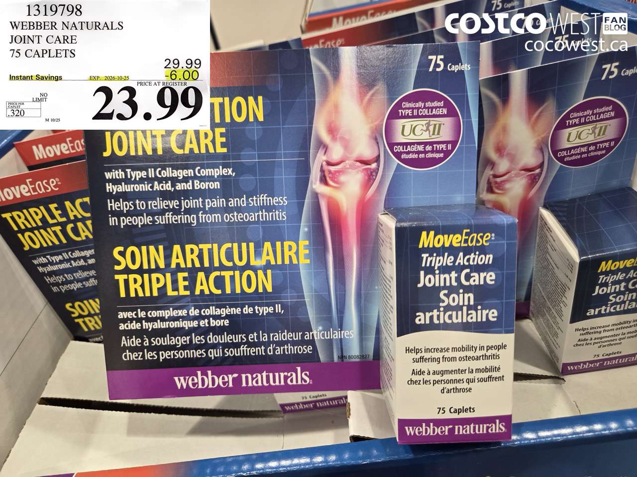 1319798 WEBBER NATURALS JOINT CARE 75 CAPLETS ($6.00 INSTANT SAVINGS EXPIRES ON 2026-10-25) $23.99