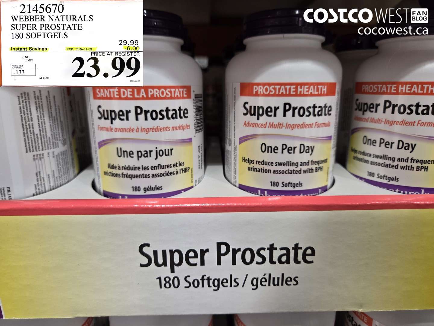 2145670 WEBBER NATURALS SUPER PROSTATE 180 SOFTGELS ($6.00 INSTANT SAVINGS EXPIRES ON 2026-11-08) $23.99