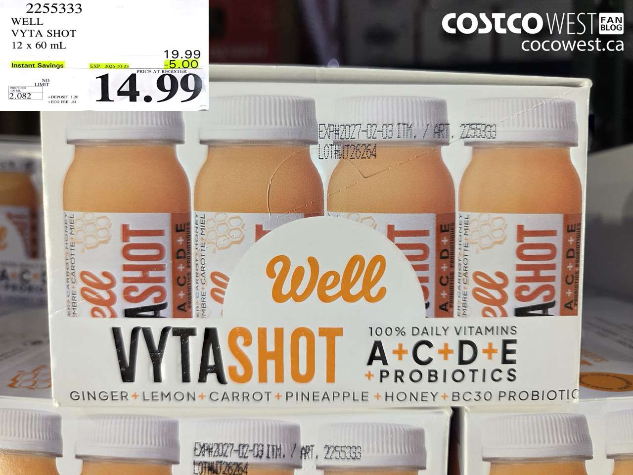 2255333 WELL VYTA SHOT 12 X 60 ML ($5.00 INSTANT SAVINGS EXPIRES ON 2026-10-25) $14.99
