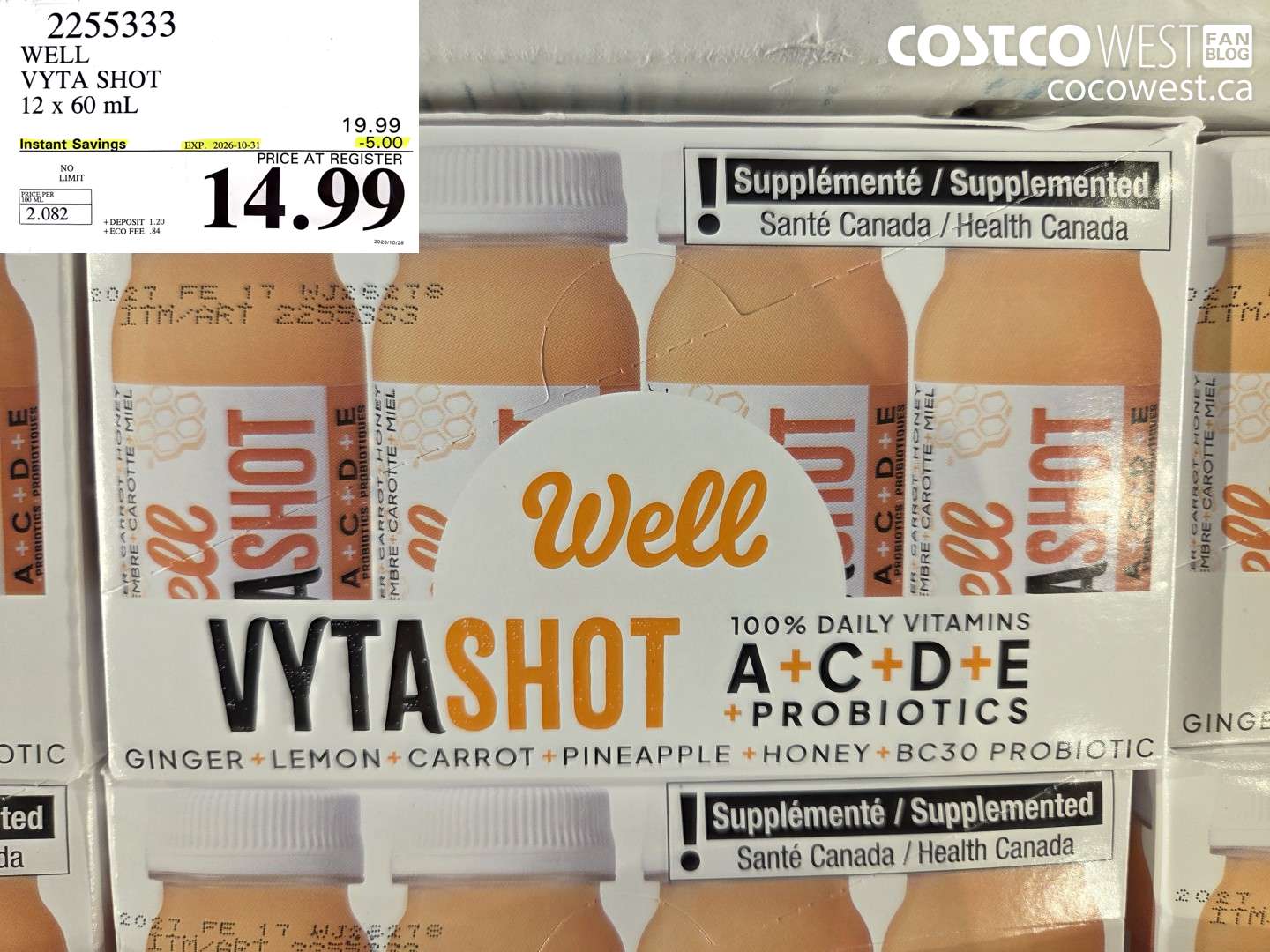 2255333 WELL VYTA SHOT 12 X 60 ML ($5.00 INSTANT SAVINGS EXPIRES ON 2026-10-31) $14.99