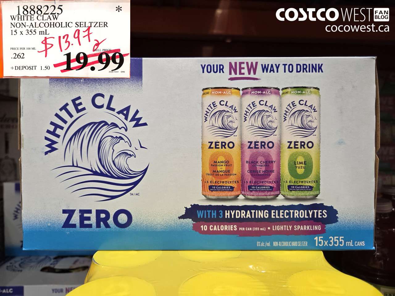 1888225 WHITE CLAW NON-ALCOHOLIC SELTZER 15 X 355 ML $13.97