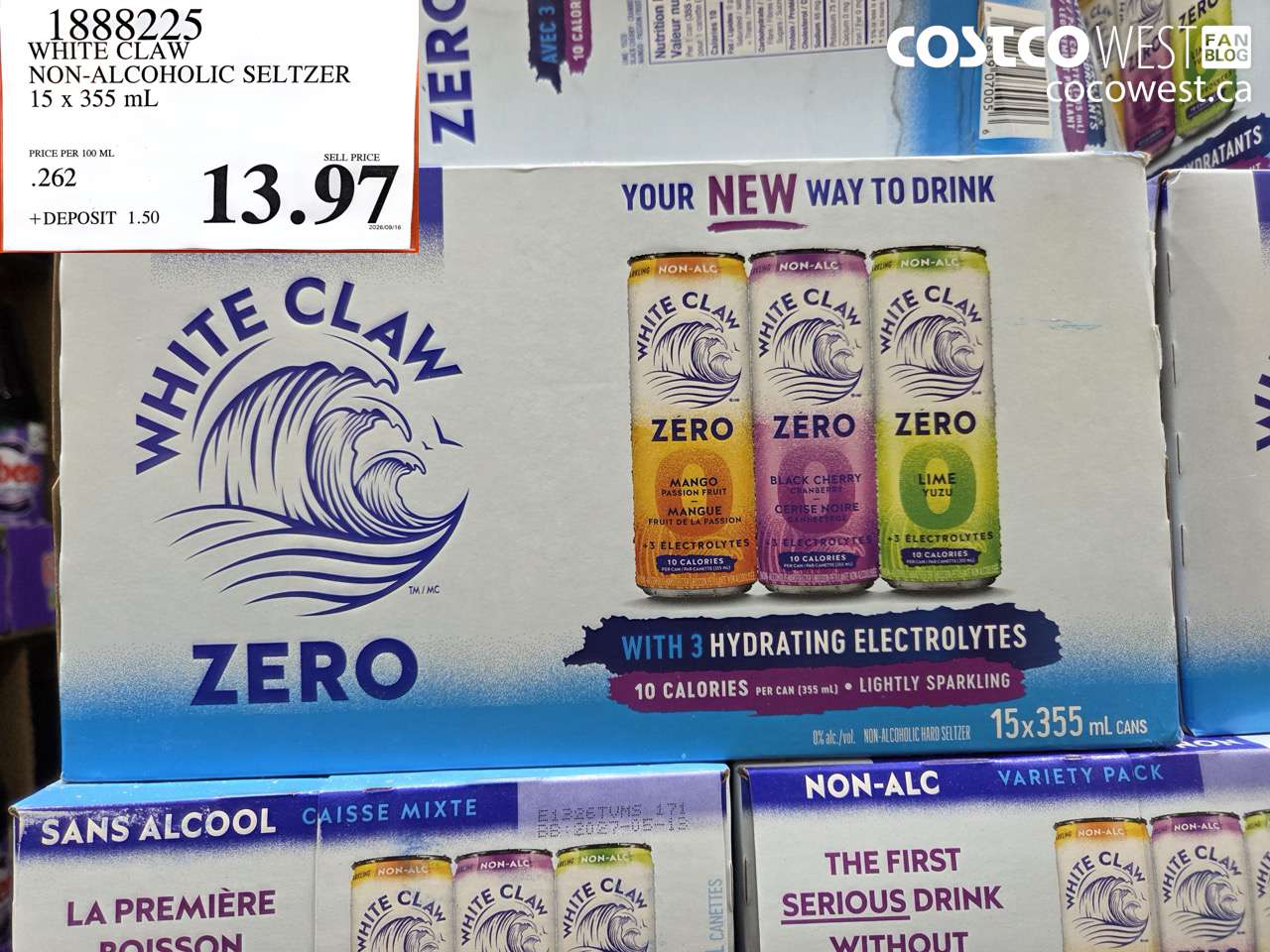 1888225 WHITE CLAW NON-ALCOHOLIC SELTZER 15 X 355 ML $13.97