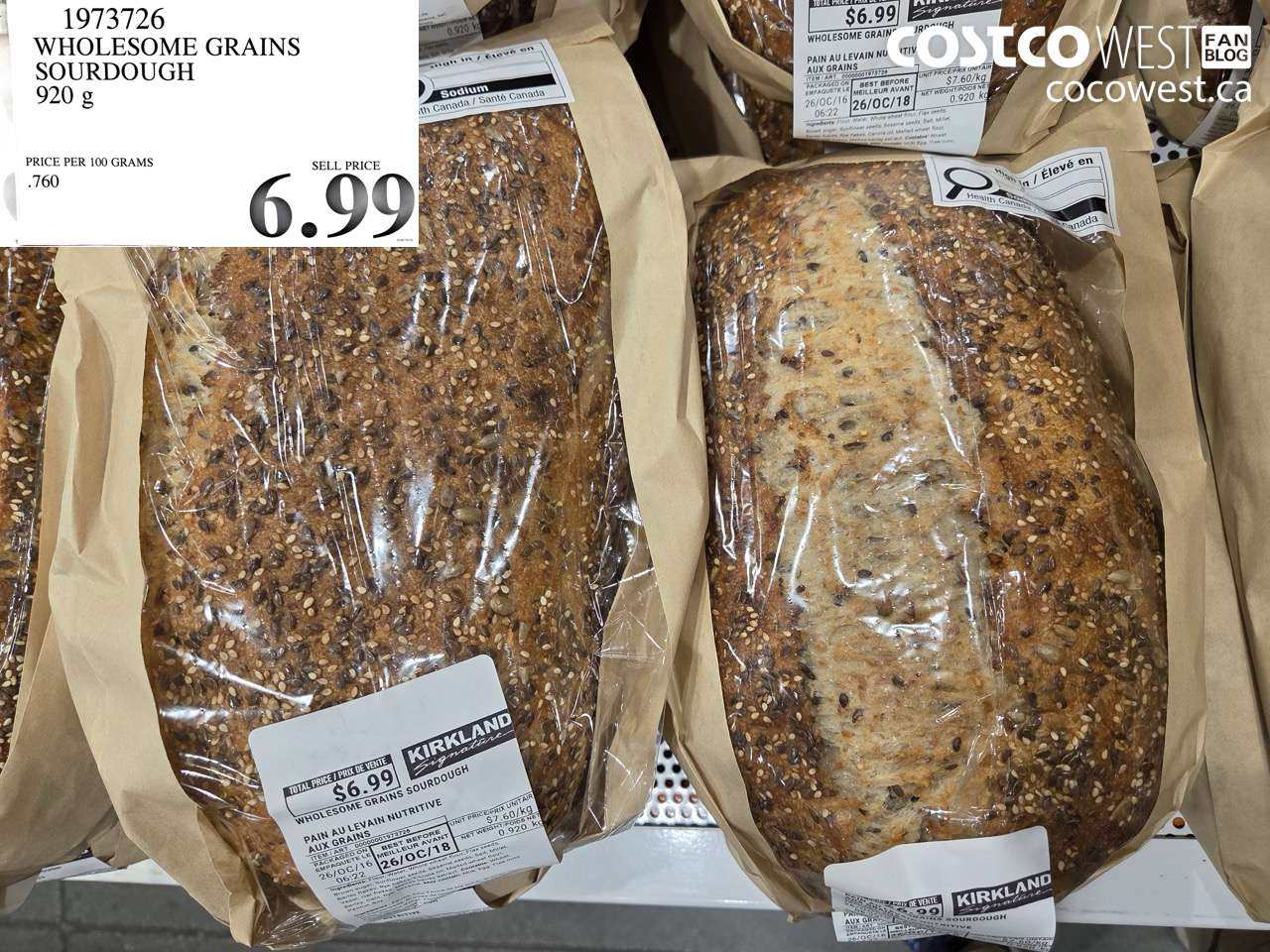 1973726 WHOLESOME GRAINS SOURDOUGH 920 G $6.99