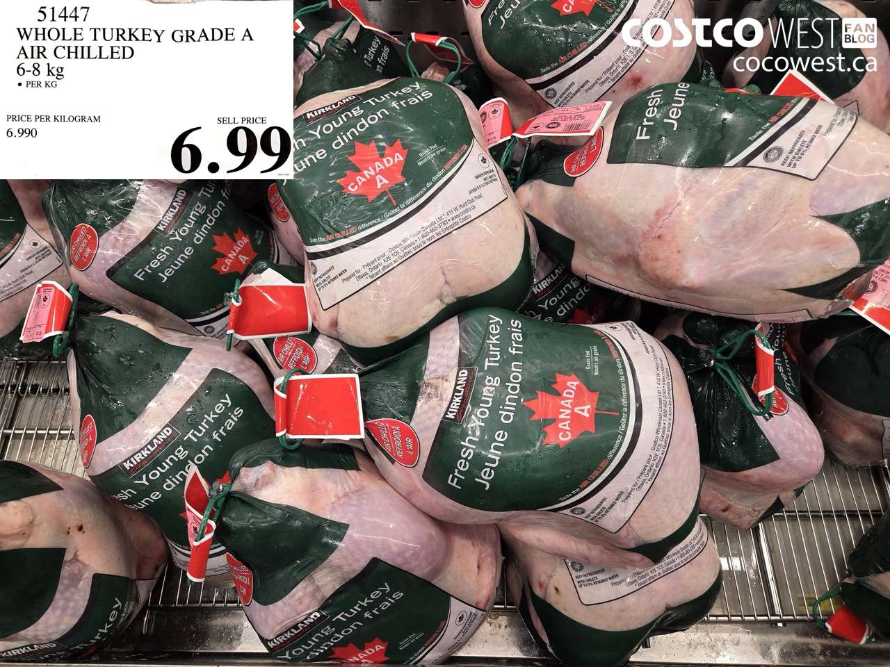 51447 WHOLE TURKEY GRADE A AIR CHILLED 6-8 KG $6.99