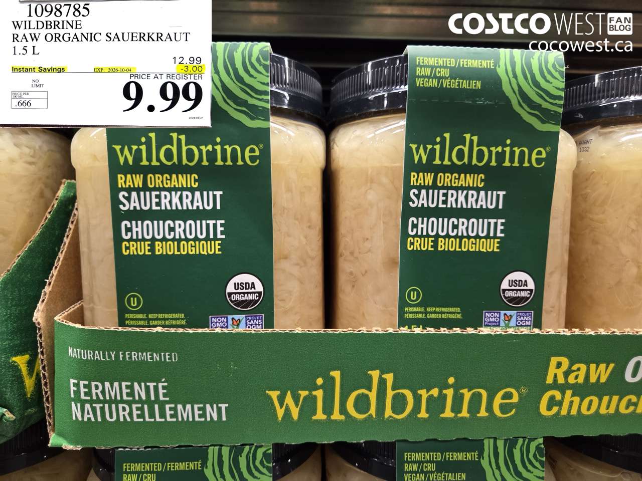 1098785 WILDBRINE RAW ORGANIC SAUERKRAUT 1.5 L ($3.00 INSTANT SAVINGS EXPIRES ON 2026-10-04) $9.99
