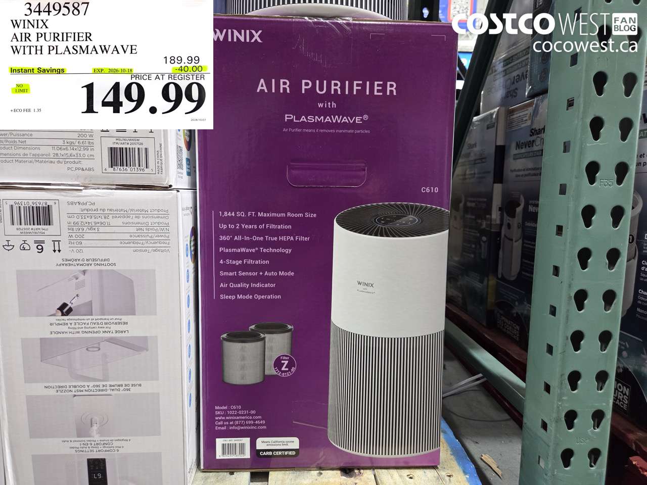 3449587 WINIX AIR PURIFIER WITH PLASMAWAVE ($40.00 INSTANT SAVINGS EXPIRES ON 2026-10-18) $149.99