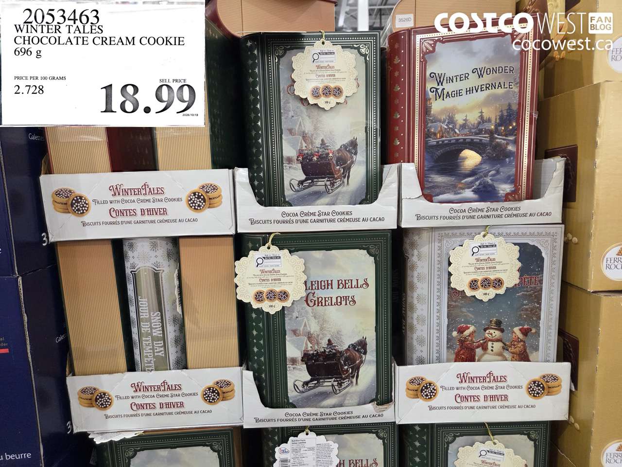 2053463 WINTER TALES CHOCOLATE CREAM COOKIE 696 G $18.99
