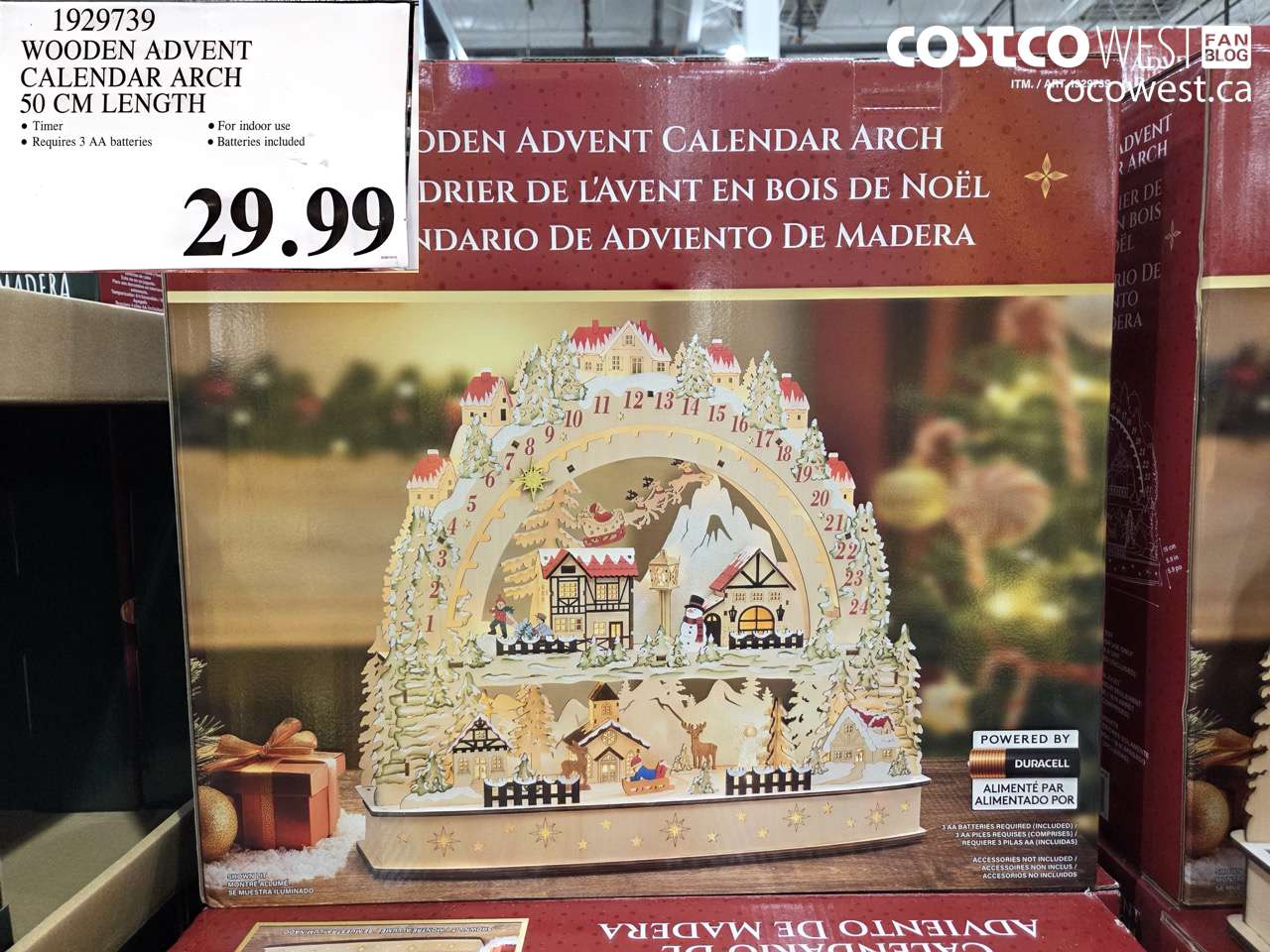 1929739 WOODEN ADVENT CALENDAR ARCH 50 CM LENGTH $29.99