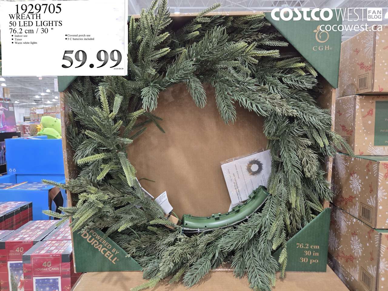 1929705 WREATH 50 LED LIGHTS 76.2 CM / 30 IN $59.99