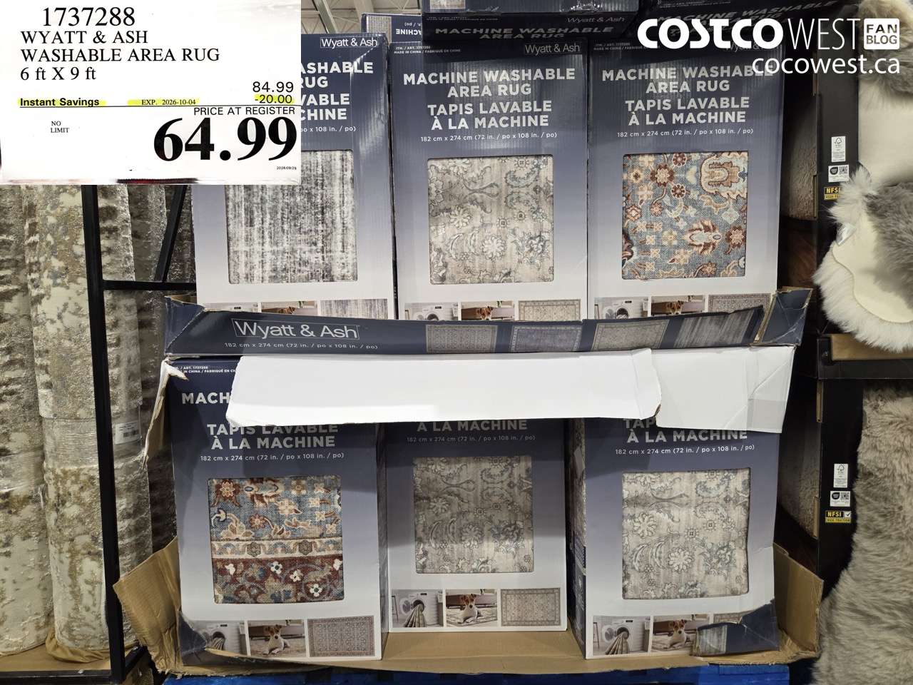 1737288 WYATT & ASH WASHABLE AREA RUG 6 FT X 9 FT ($20.00 INSTANT SAVINGS EXPIRES ON 2026-10-04) $64.99