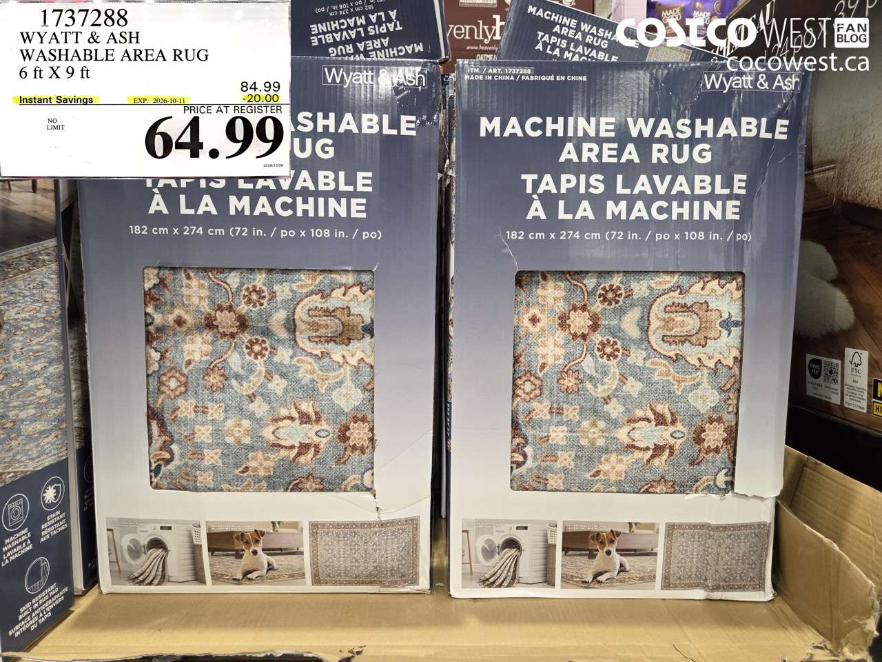 1737288 WYATT & ASH WASHABLE AREA RUG 6 FT X 9 FT ($20.00 INSTANT SAVINGS EXPIRES ON 2026-10-11) $64.99