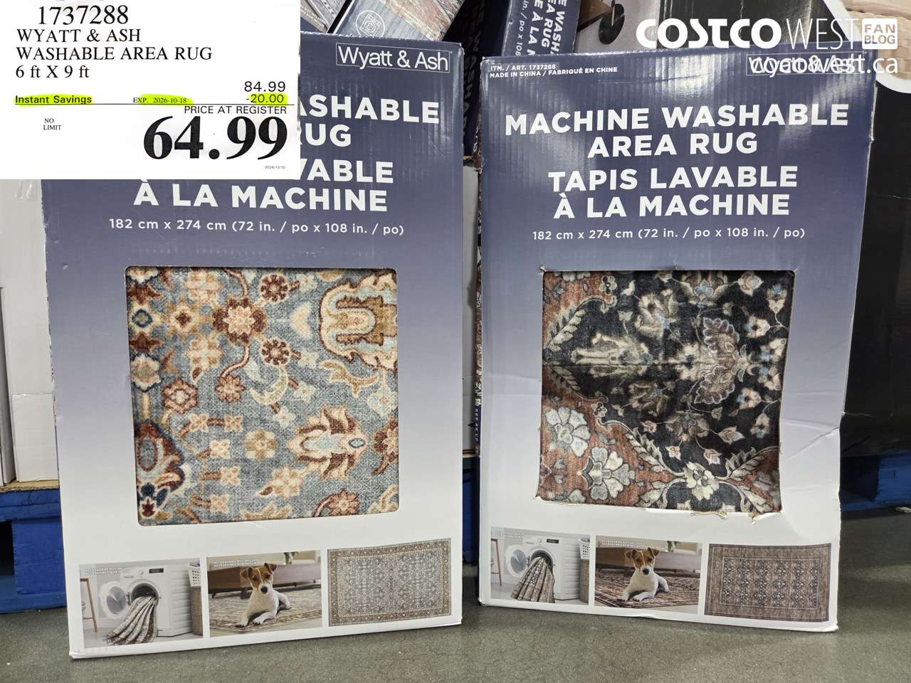 1737288 WYATT & ASH WASHABLE AREA RUG 6 FT X 9 FT ($20.00 INSTANT SAVINGS EXPIRES ON 2026-10-18) $64.99