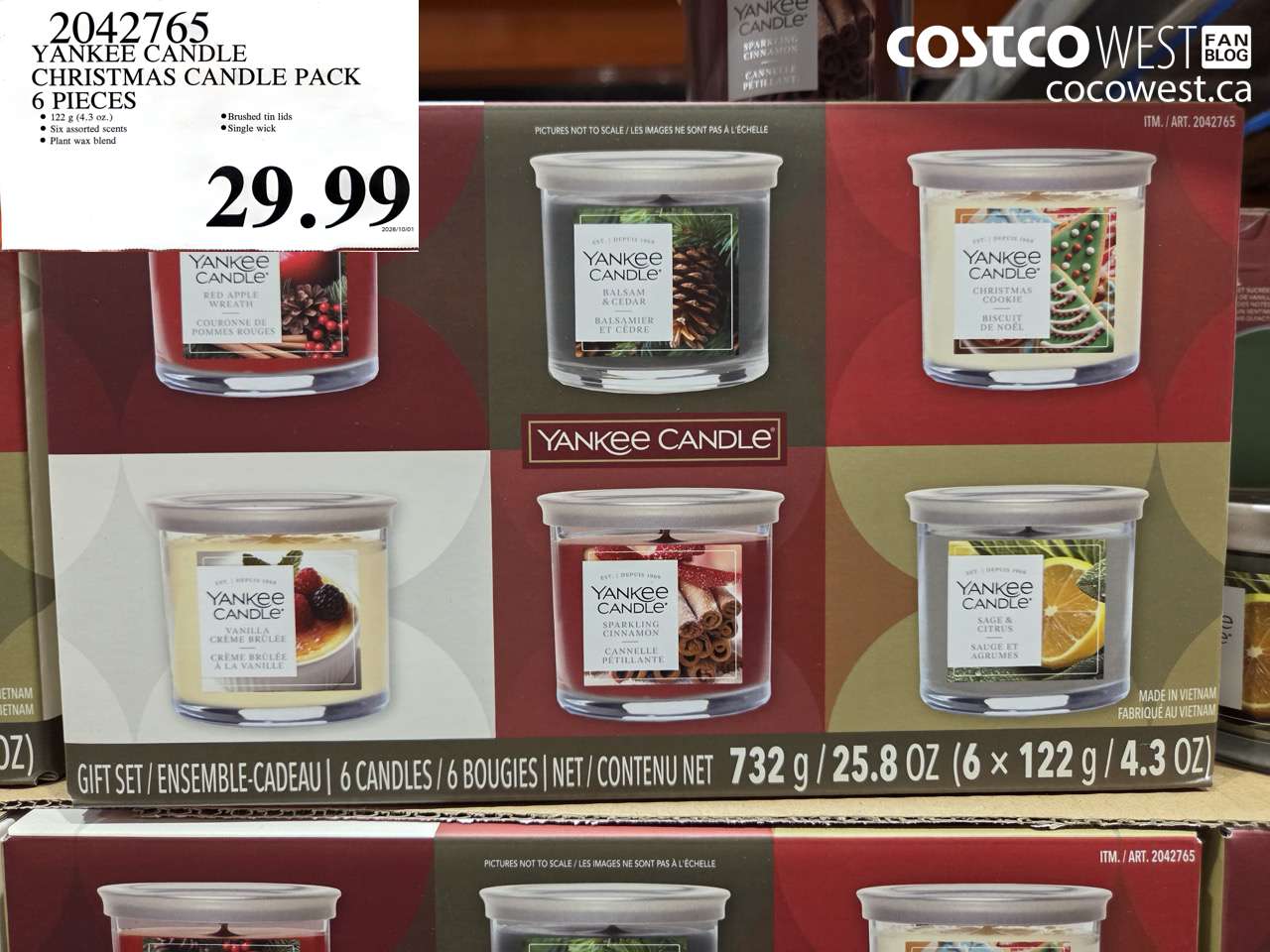 2042765 YANKEE CANDLE CHRISTMAS CANDLE PACK 6 PIECES $29.99