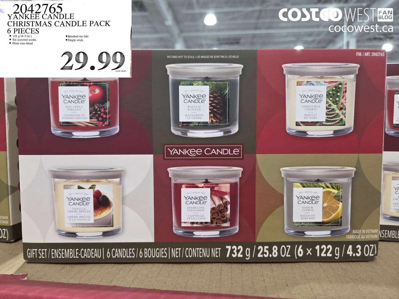 2042765 YANKEE CANDLE CHRISTMAS CANDLE PACK 6 PIECES $29.99