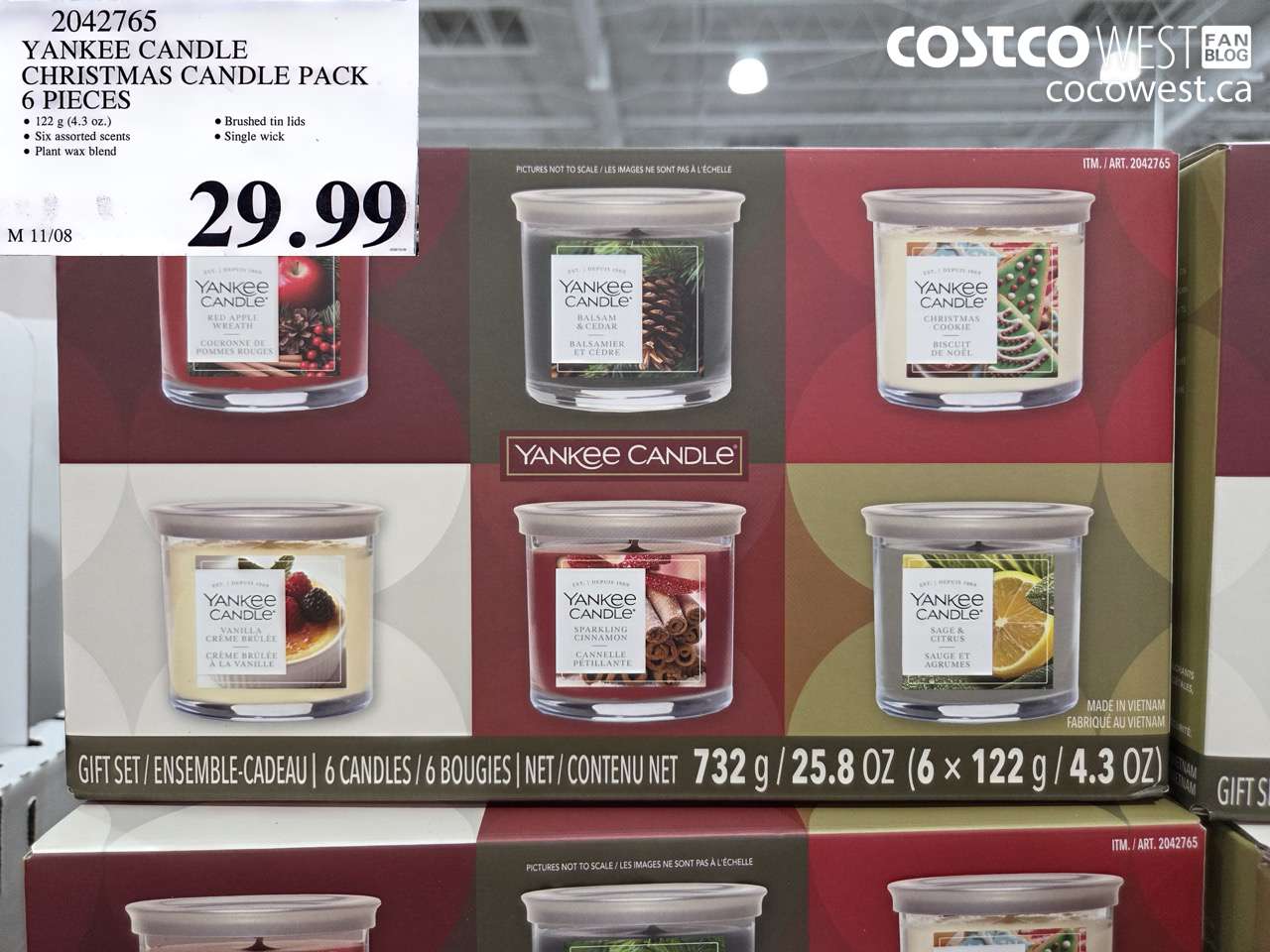 2042765 YANKEE CANDLE CHRISTMAS CANDLE PACK 6 PIECES $29.99