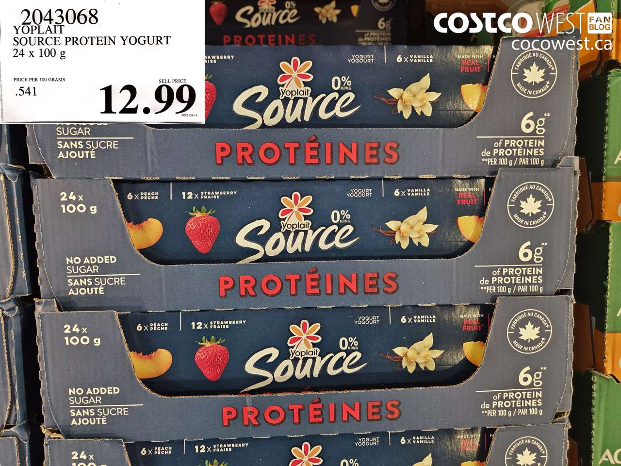 2043068 YOPLAIT SOURCE PROTEIN YOGURT 24 X 100 G $12.99