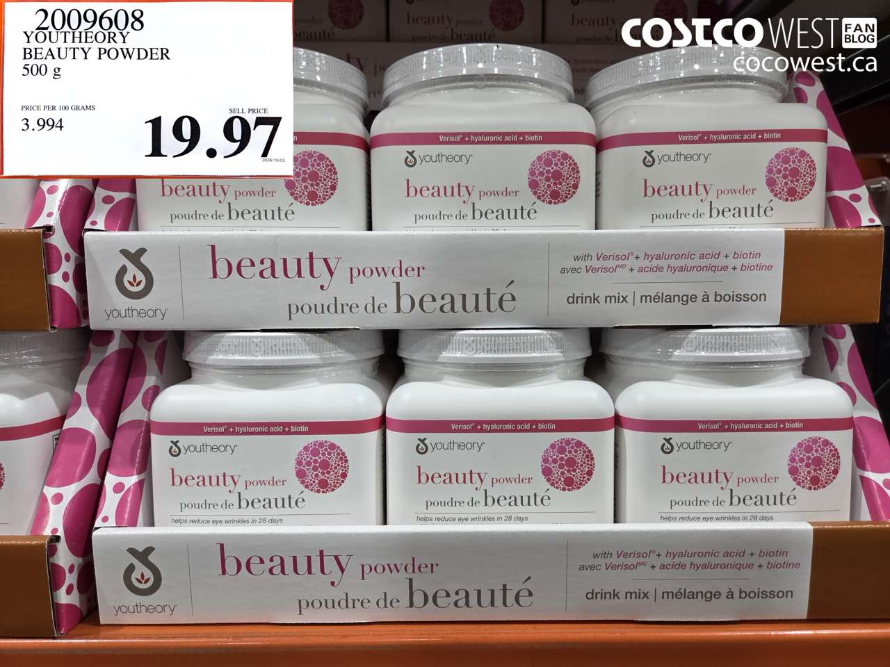 2009608 YOUTHEORY BEAUTY POWDER 500 G $19.97