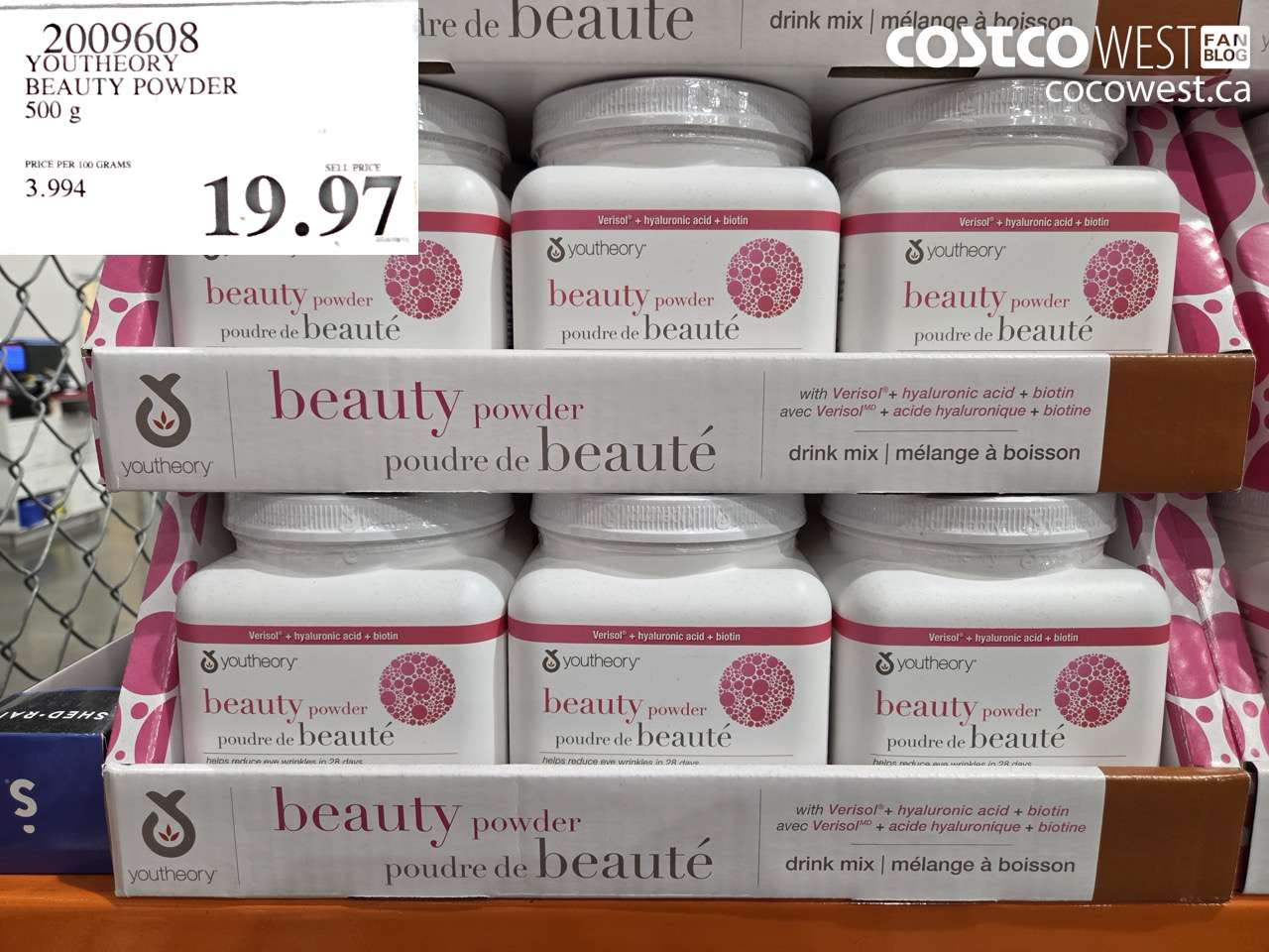 2009608 YOUTHEORY BEAUTY POWDER 500 G $19.97